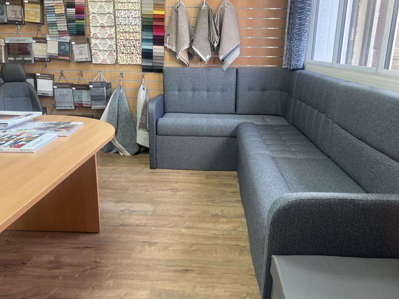 Our showroom has furniture displays with seat cushions and backrests for you to view and try